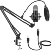 GUDEHOLO USB Microphone for Computer with Adjustment Arm Stand, Mute Button, USB Mic for Gaming, Podcast, Live Streaming, YouTube on PC, Fits for Windows & PC, not for Phone